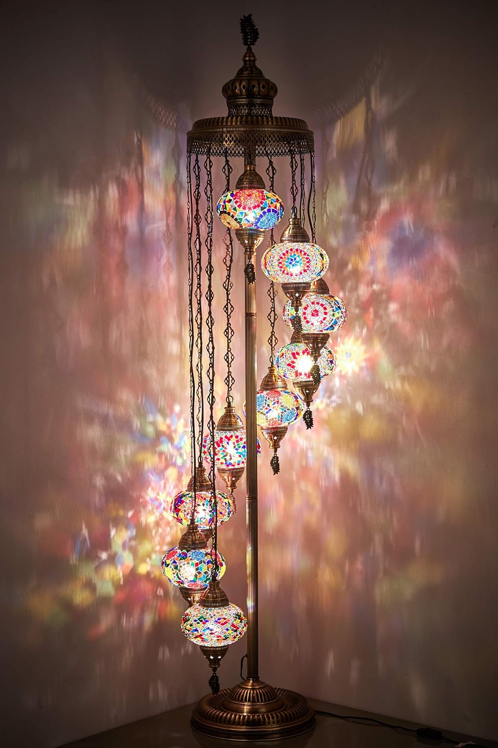 Mosaic Glass Globes Turkish Floor Lamp – Small