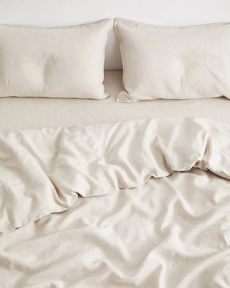 Oatmeal French Linen Bed Sheet Set – view 3