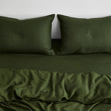 Olive French Linen Bed Sheet Set