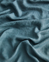 Teal Blue French Linen Bed Sheet Set
