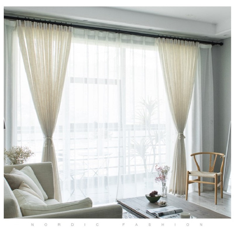 Sheer Ivory White Linen Drapes – view 2