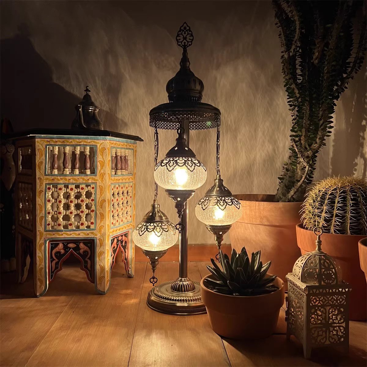 Mosaic Glass Globes Turkish Floor Lamp – view 2
