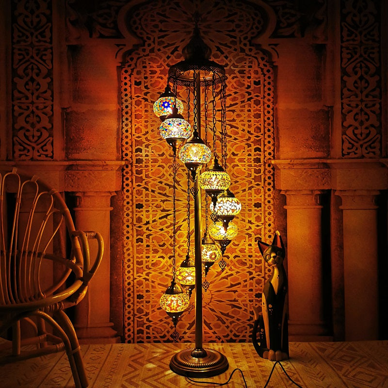 Mosaic Glass Globes Turkish Floor Lamp – Medium