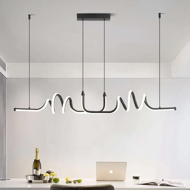Curved Black LED Pendant Light - view 4