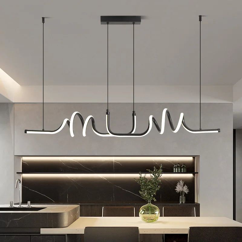 Curved Black LED Pendant Light - view 2