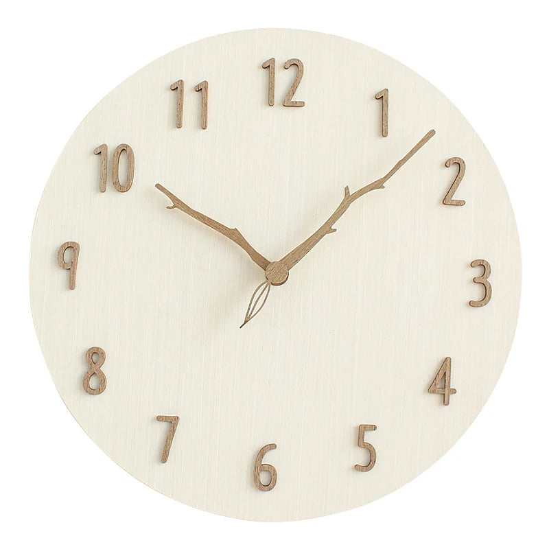 Nordic Wooden Wall Clock – Beige