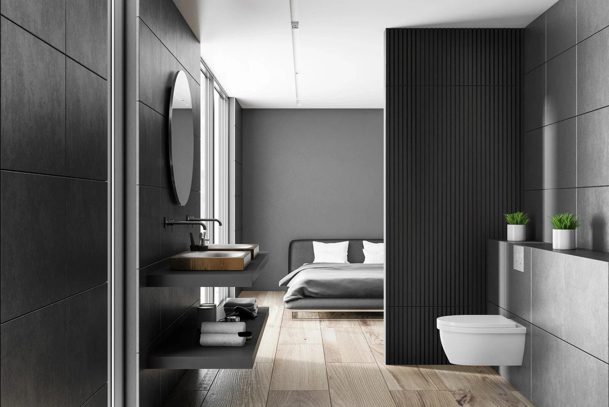 Black Color Matte Acoustic Slat Wall Panels – view 2