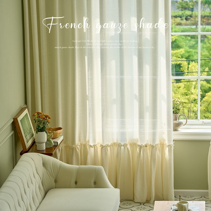 Sheer French Romantic Frill White Linen Drapes – view 4