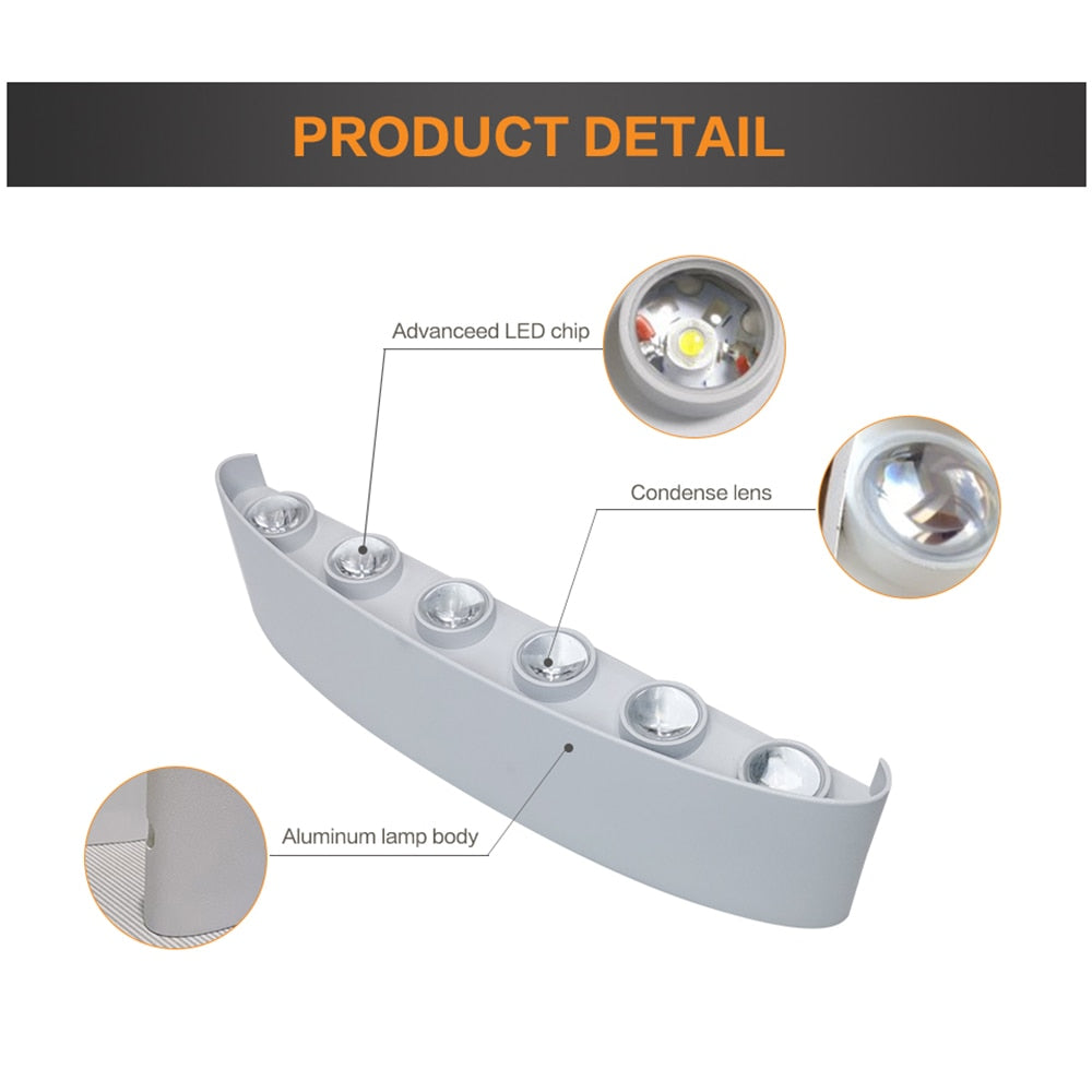 IP65 LED Wall Light Aluminum RGB Outdoor Waterproof Garden Fence Indoor Fashion Wall Lamp For Bedroom Bedside Living Room Stairs