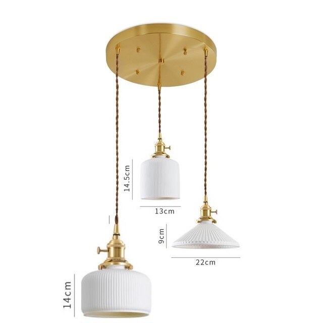 Japanese Style Ceramic Pendant Light, White
