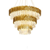 LED Postmodern Round Golden Stainless Steel Crystal Chandelier Lighting Lustre Suspension Luminaire Lampen For Dinning Room