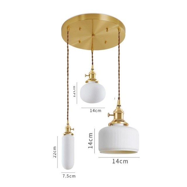 Japanese Style Ceramic Pendant Light, White