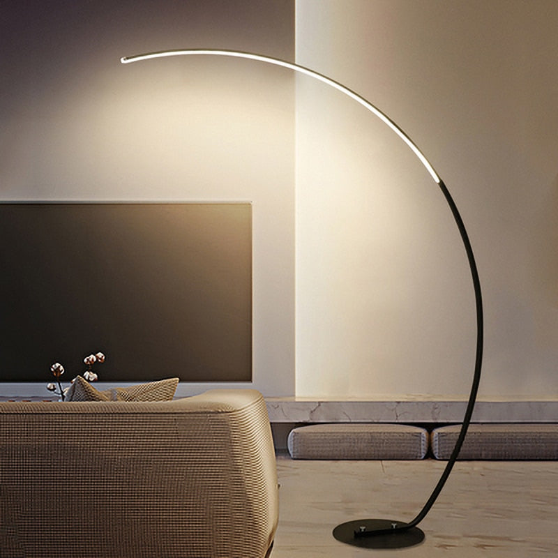 Nordic arc shape floor lamp modern Led dimmable remote control standing lamp for living room bedroom study room decor lighting