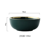 Emerald Green Gold Trim Ceramic Dinnerware