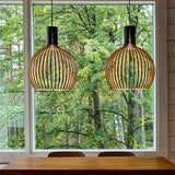 Birdcage Lamp Black Wood Pendant Lights E27 Restaurant Decoration Wood Hanging Lamp for Living Room Bedroom Light Fixtures