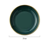 Emerald Green Gold Trim Ceramic Dinnerware
