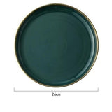 Emerald Green Gold Trim Ceramic Dinnerware