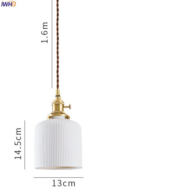Japanese Style Ceramic Pendant Light, White