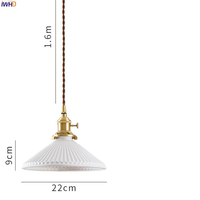 Japanese Style Ceramic Pendant Light, White
