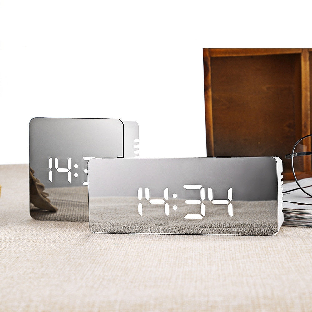 Mirror LED Digital Alarm Clock with Temperature