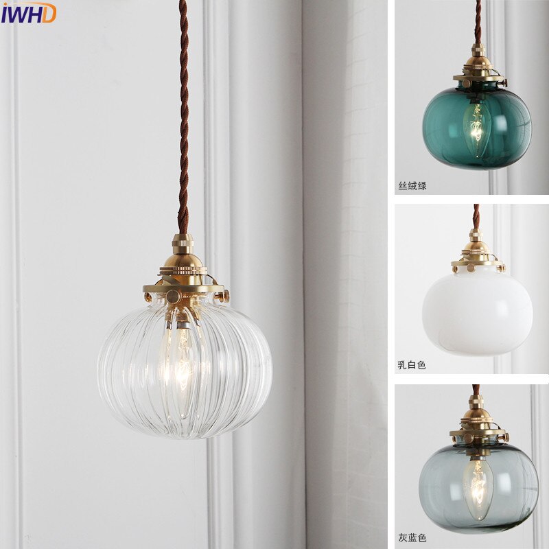 Nordic Glass Ball Pendant Light, Polished Copper