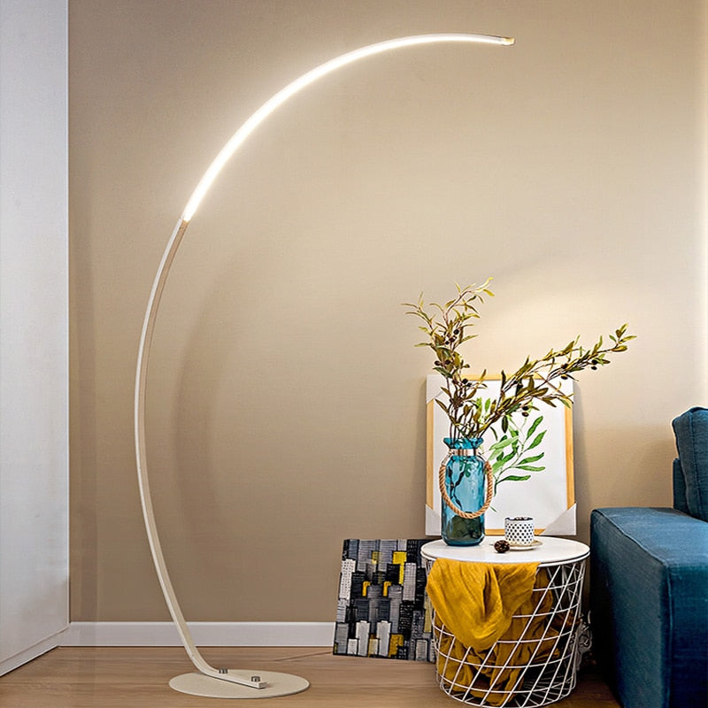 Nordic arc shape floor lamp modern Led dimmable remote control standing lamp for living room bedroom study room decor lighting