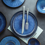 ANTOWALLNordic Klin Glaze Blue Color ceramic tableware home flat plate deep steak dish breakfast dinner plate big bow