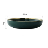 Emerald Green Gold Trim Ceramic Dinnerware