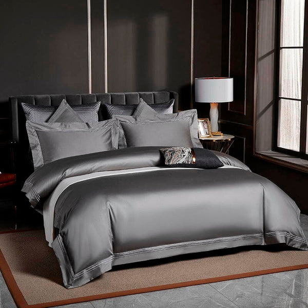 Silver Embroidered Bedding Set