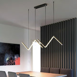 Led Pendant Light for Living Dining Room Creative Strip Black Modern Simple Suspension Chandelier Lamps Home Lighting Fixtures