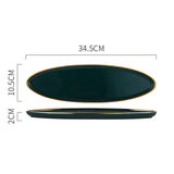 Emerald Green Gold Trim Ceramic Dinnerware