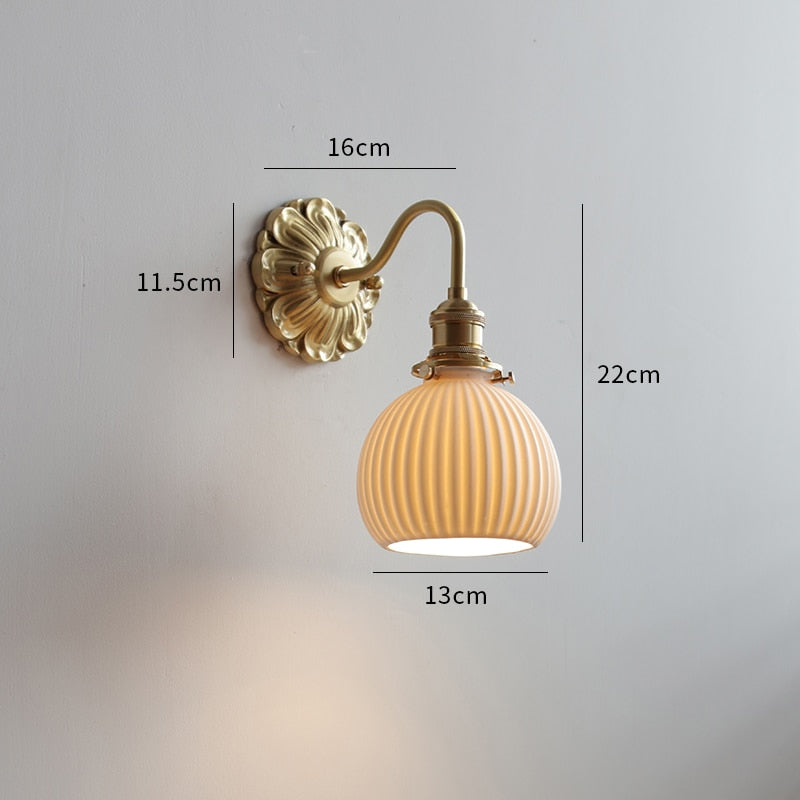 Copper and Ceramic Wall Sconce, Nordic Style