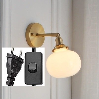 Glass Ball Wall Sconce with Pull Chain, Gold