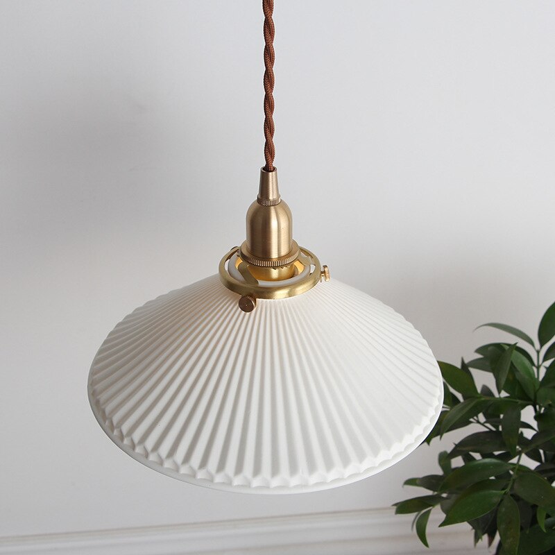Japanese Style Ceramic Pendant Light, White