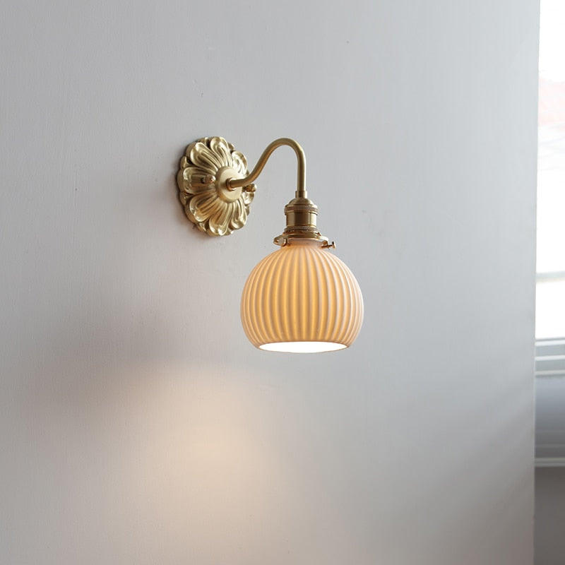 Copper and Ceramic Wall Sconce, Nordic Style