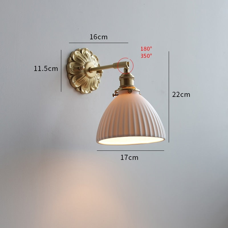 Copper and Ceramic Wall Sconce, Nordic Style