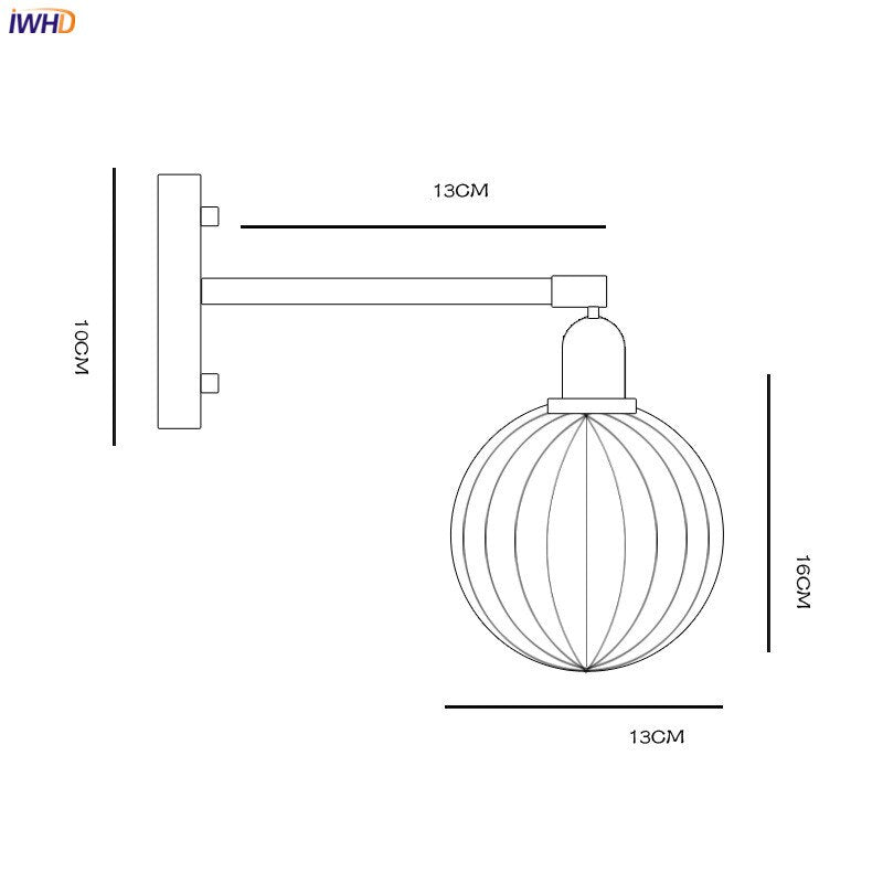Glass Ball Wall Sconce with Pull Chain, Gold
