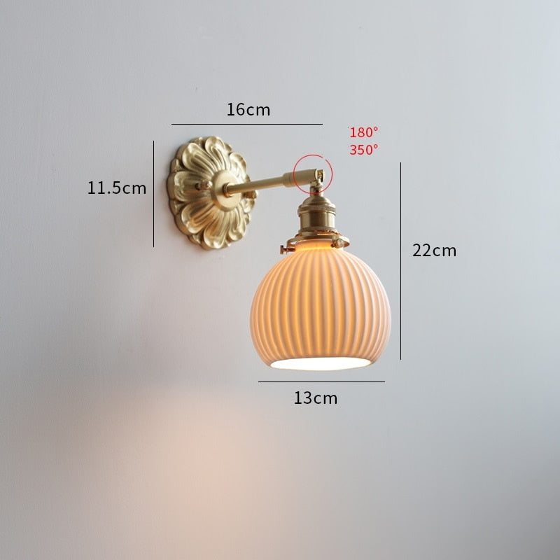 Copper and Ceramic Wall Sconce, Nordic Style