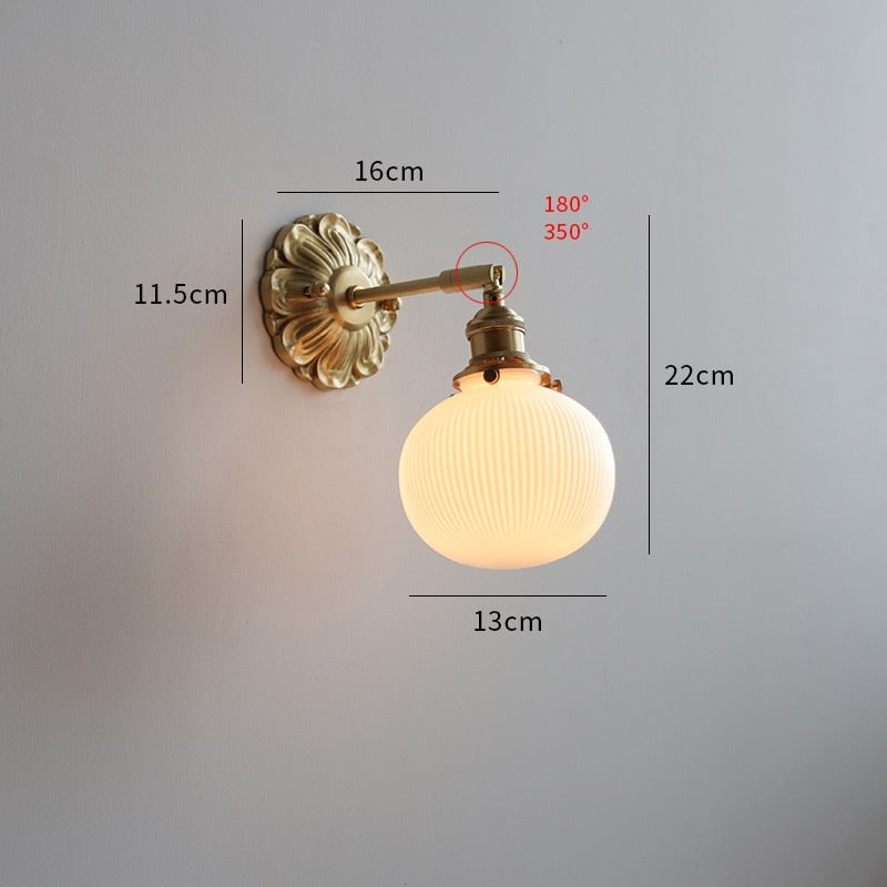 Copper and Ceramic Wall Sconce, Nordic Style