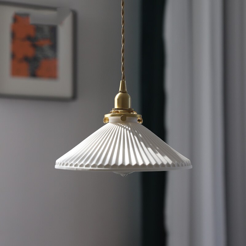 Japanese Style Ceramic Pendant Light, White