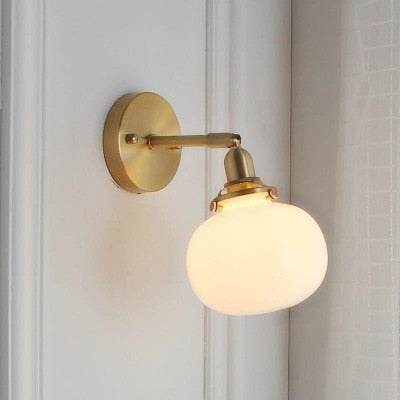 Glass Ball Wall Sconce with Pull Chain, Gold