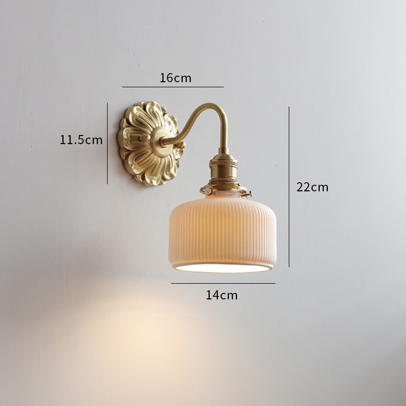 Copper and Ceramic Wall Sconce, Nordic Style