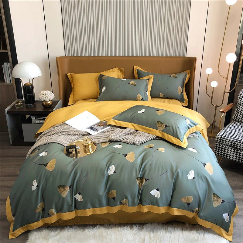 Peonies in the Wind Bedding Set – Green