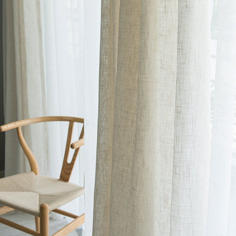 Sheer Ivory White Linen Drapes