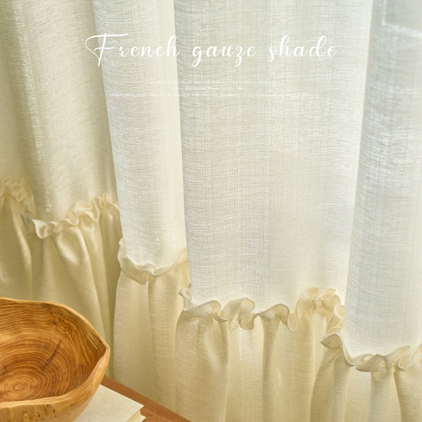 Sheer French Romantic Frill White Linen Drapes