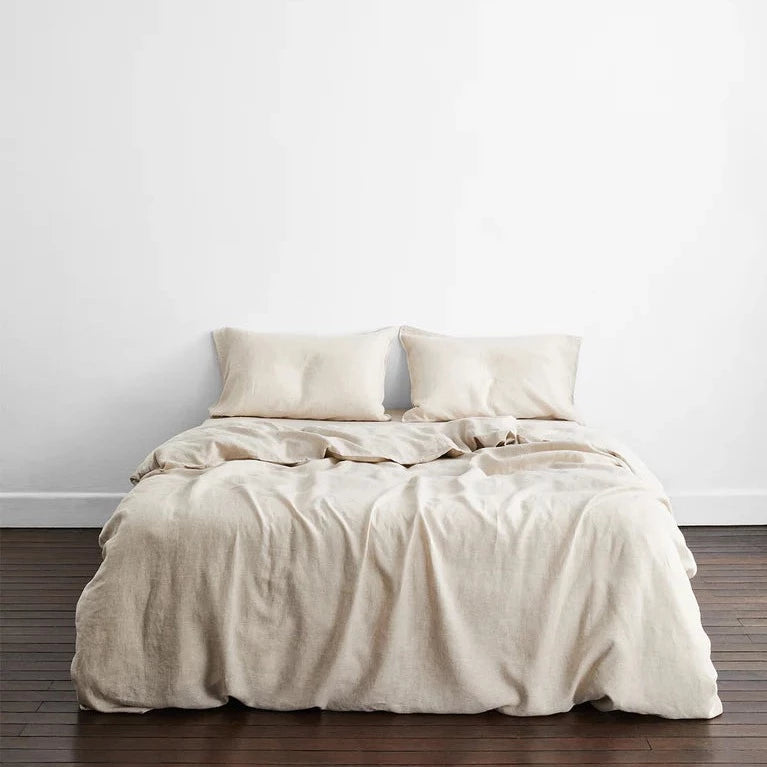 Oatmeal French Linen Bed Sheet Set – view 2