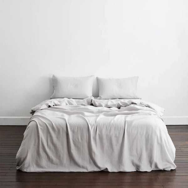 Smoke Gray French Linen Bed Sheet Set