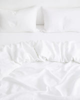 Pure White French Linen Bed Sheet Set