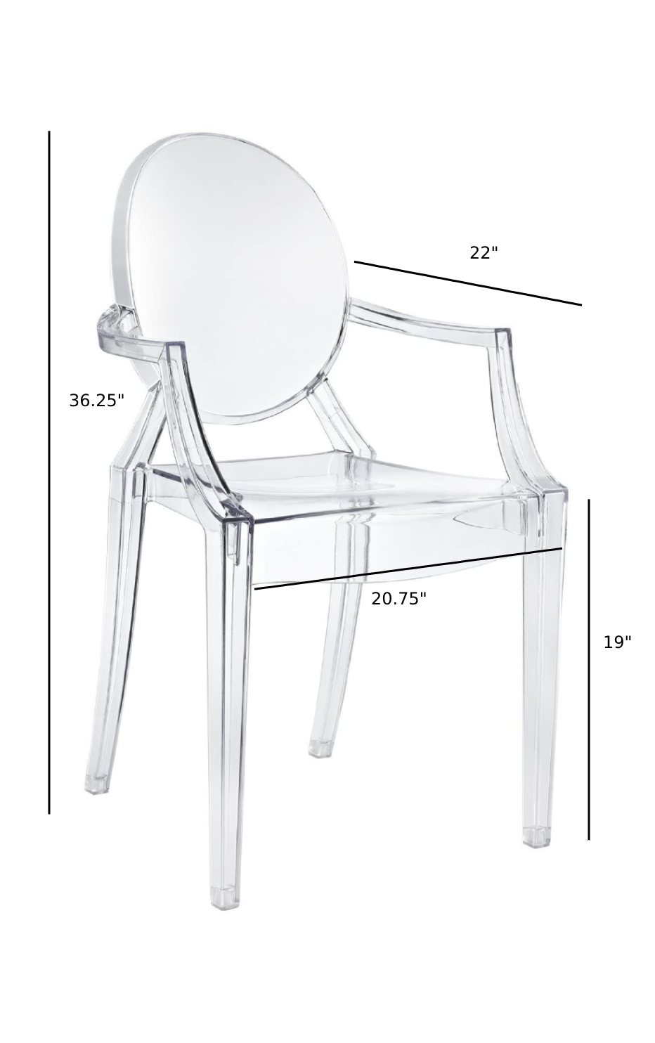 Louis Ghost Style Arm Chair – view 11
