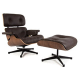 Eames Style Lounge Chair & Ottoman Genuine Italian Leather